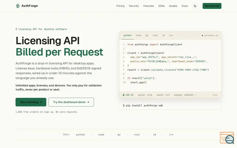 Screenshot of AuthForge