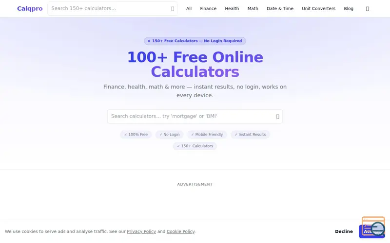 Screenshot of Calqpro