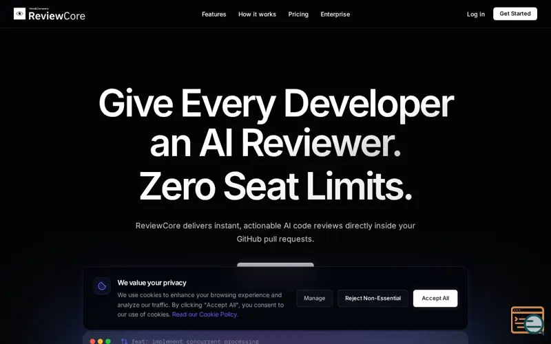 Screenshot of ReviewCore.io