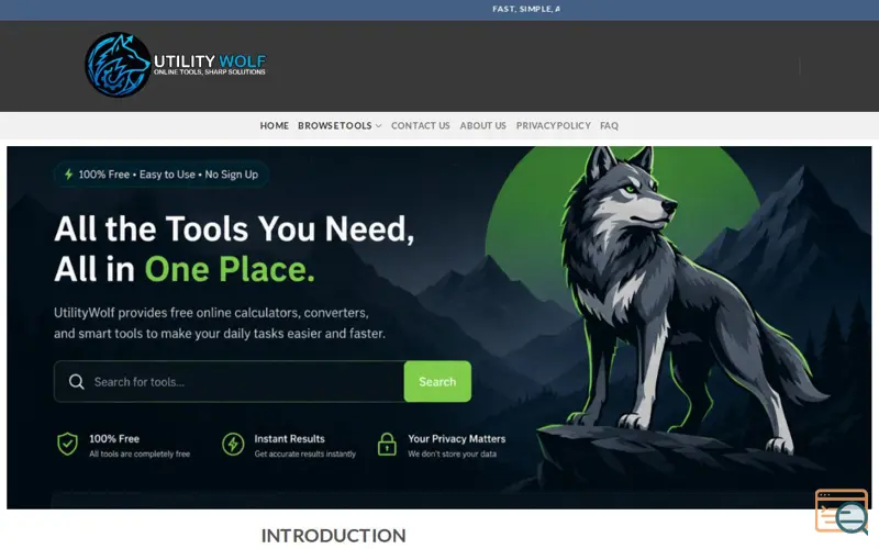 Screenshot of utilitywolf.com