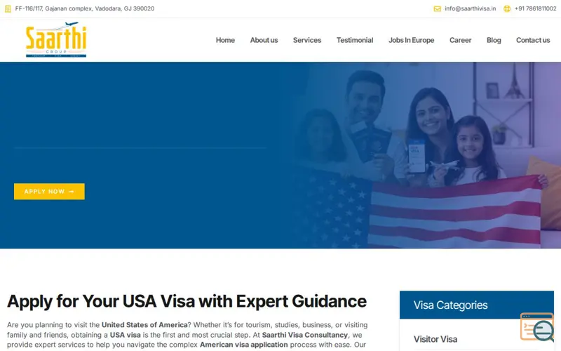 Screenshot of Saarthi Visa Consultancy