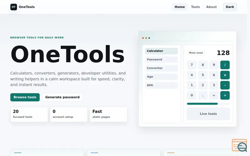 Screenshot of OneTools