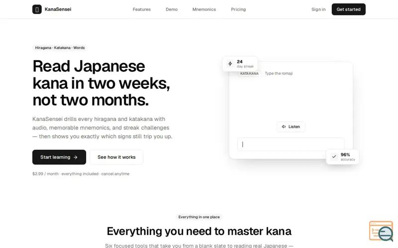 Screenshot of KanaSensei