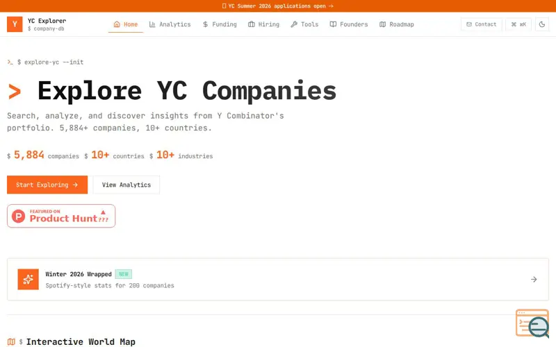 Screenshot of ExploreYC 