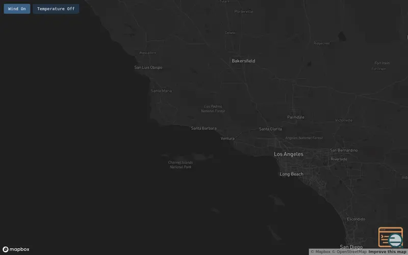 Screenshot of Us-wind-particle-map-demo