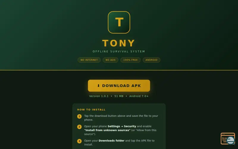 Screenshot of Tony - Offline Survival System