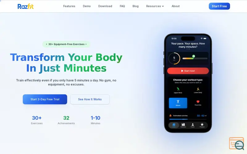 Screenshot of RazFit