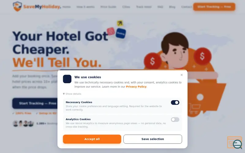 Screenshot of SaveMyHoliday, a launch using Strato Email