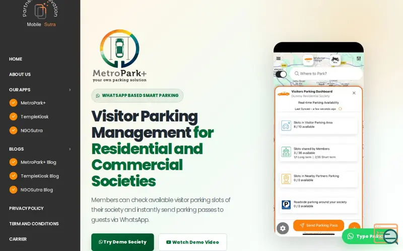Screenshot of MetroPark+