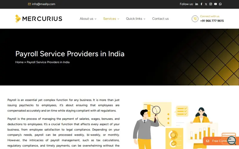Screenshot of Mercurius & Associates LLP
