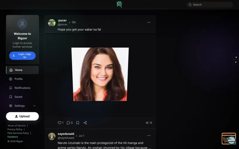Screenshot of Rigzer