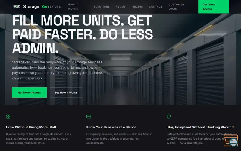 Screenshot of StorageZen — Self-Storage Management Software