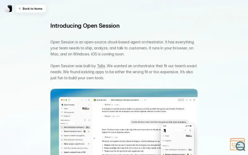 Screenshot of Opensession