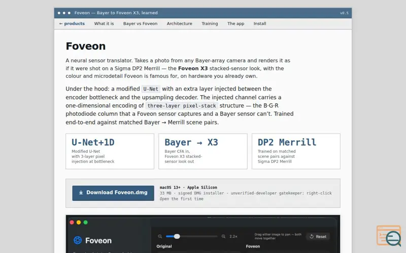 Screenshot of Foveon