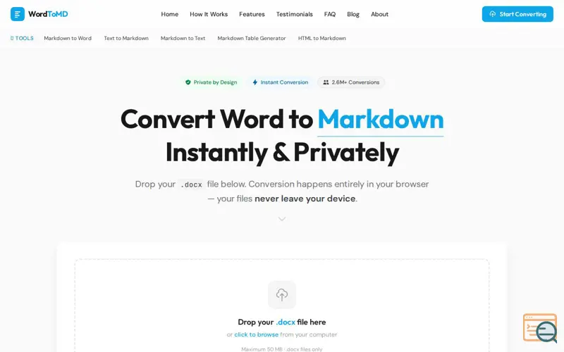 Screenshot of WordToMD — Word to Markdown Converter