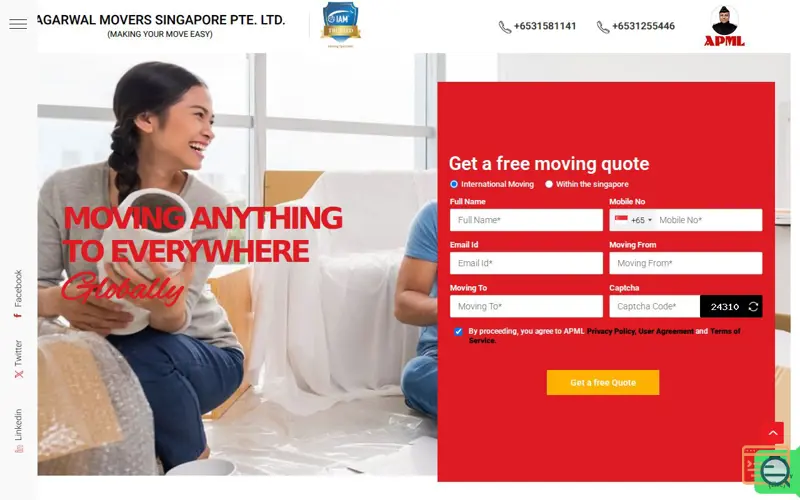 Screenshot of Movers Singapore, a launch using Netcore