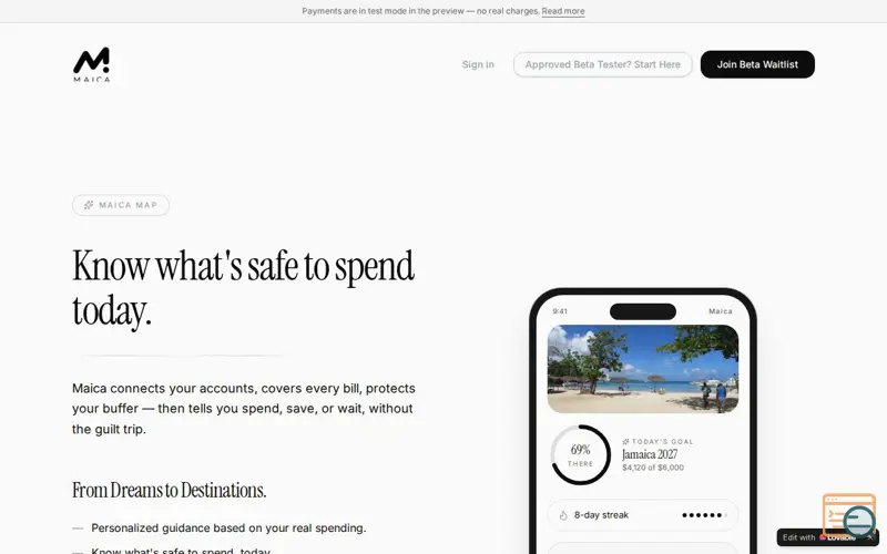 Screenshot of Maica — Your Personal Financial Advisor