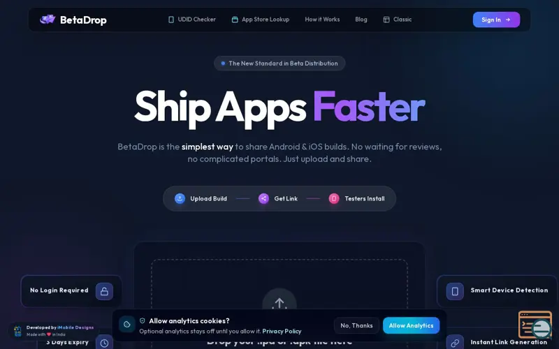 Screenshot of BetaDrop