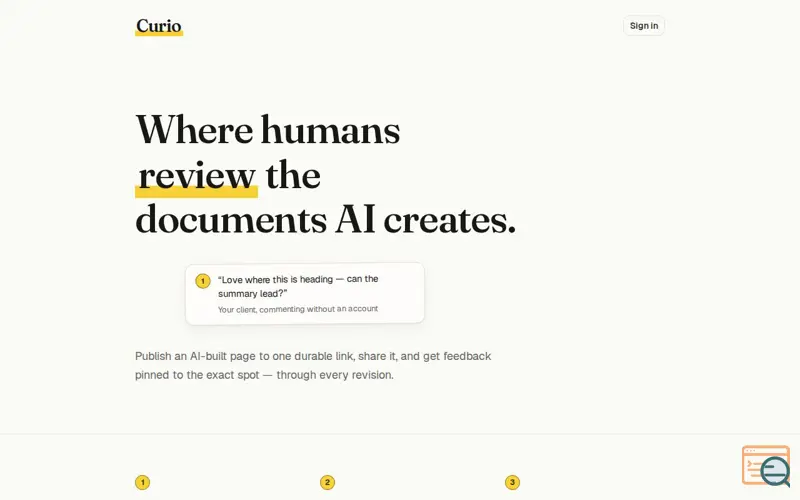 Screenshot of Curio, a place for HTML files