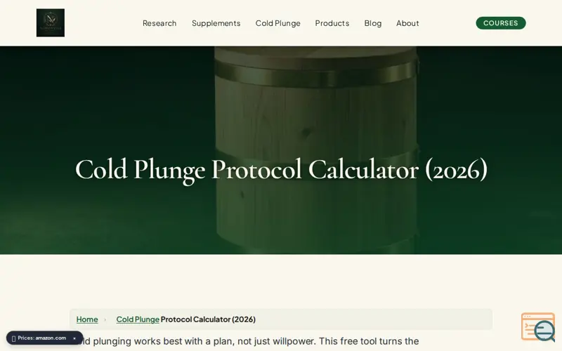 Screenshot of NordVital Recovery Calculators