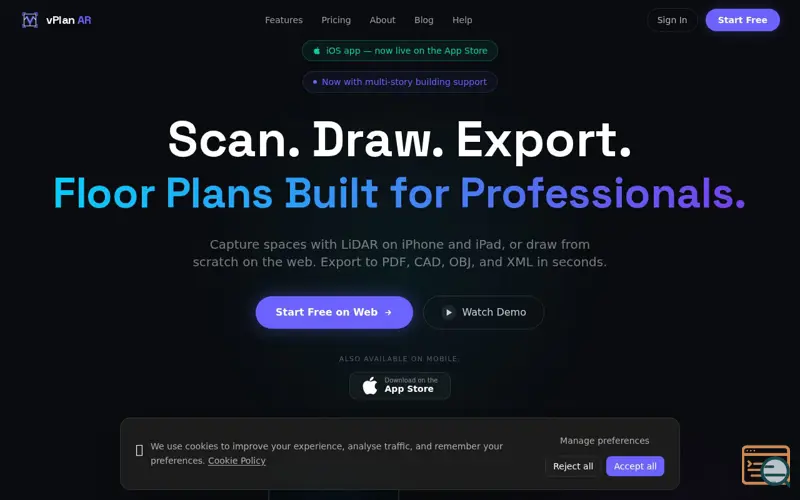 Screenshot of vPlan AR, a launch using Dynadot Email