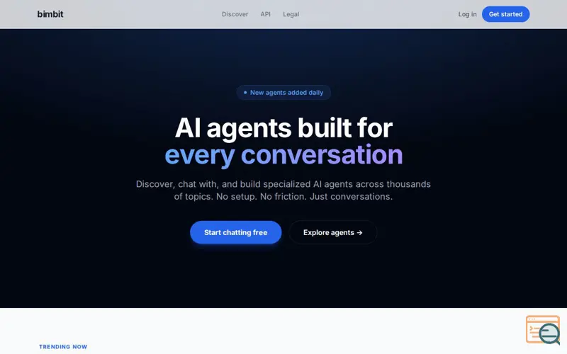 Screenshot of bimbit