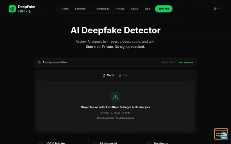 Screenshot of DeepFakeCheck
