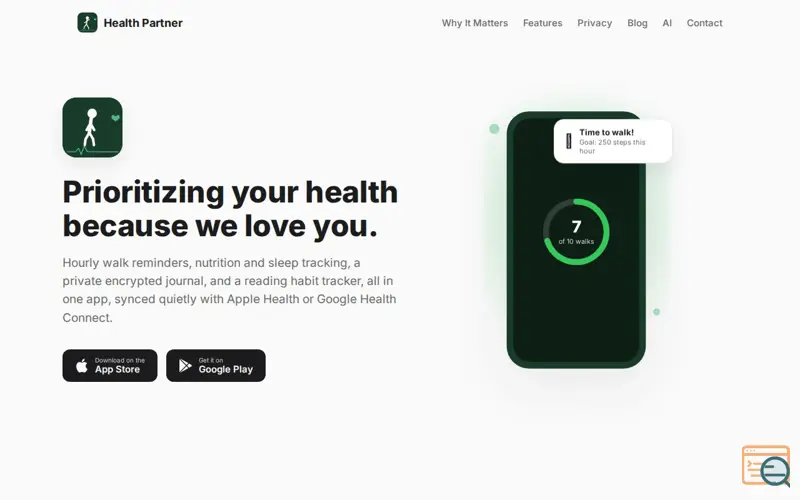 Screenshot of Health Partner