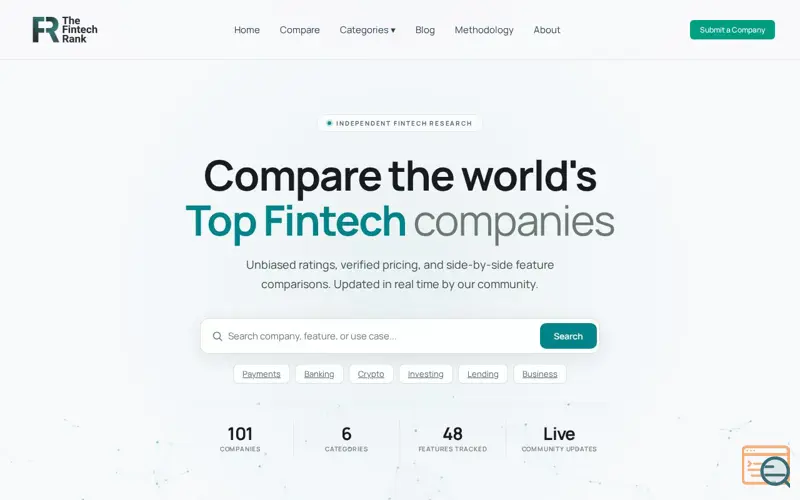 Screenshot of The Fintech Rank