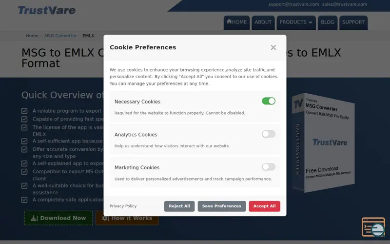 Screenshot of TrustVare MSG to EMLX Converter
