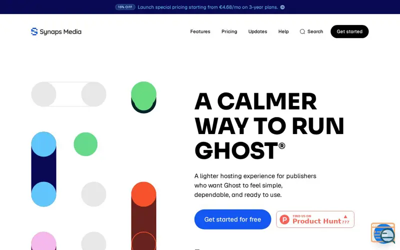 Screenshot of Synaps Media, a launch using Ghost