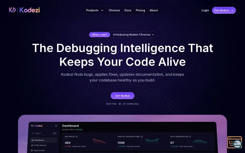 Screenshot of Kodezi, a launch using Smartarget