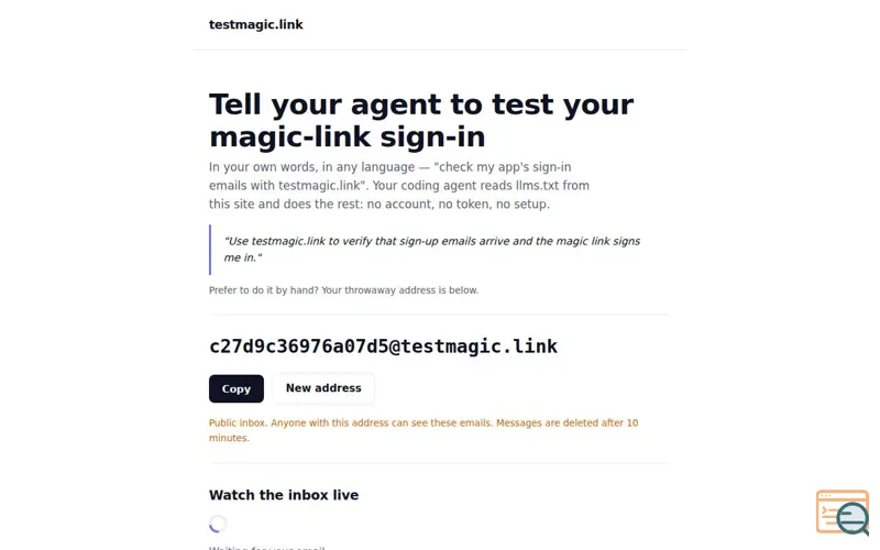 Screenshot of testmagic.link