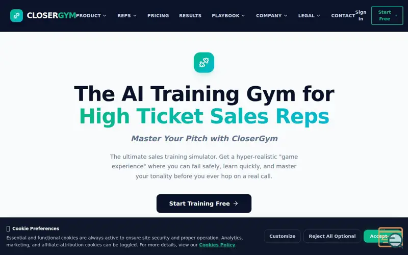Screenshot of CloserGym