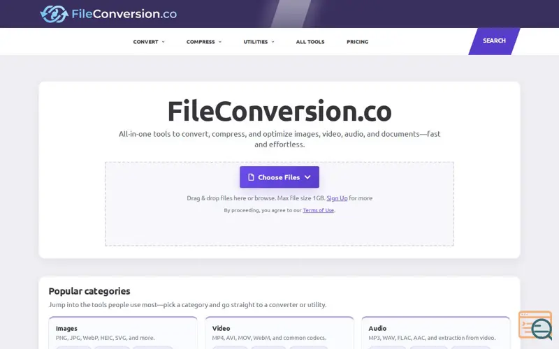 Screenshot of FileConversion.co