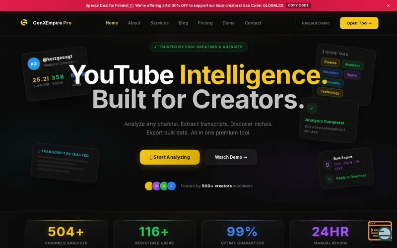 Screenshot of GenXEmpire YouTube Analyzer Pro