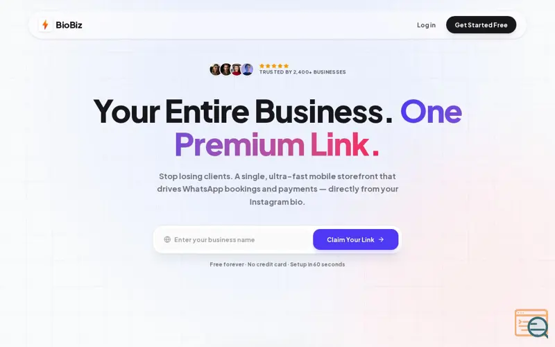 Screenshot of BioBiz