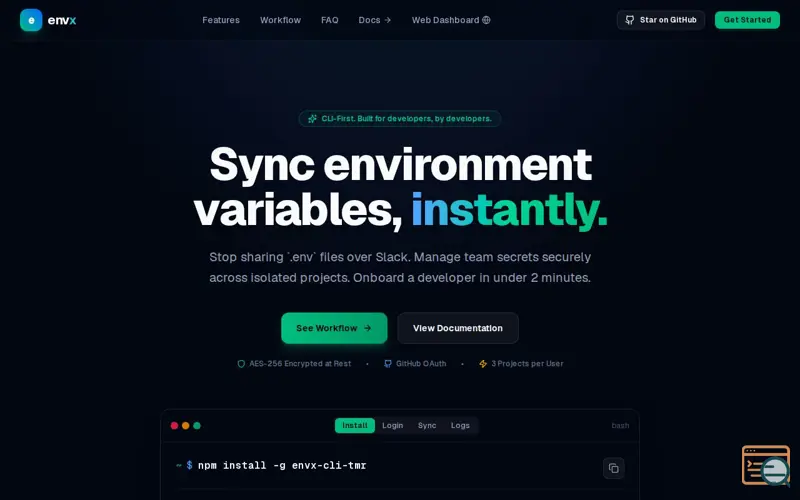 Screenshot of envx 