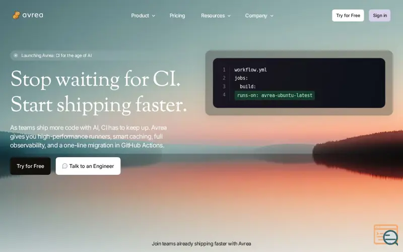 Screenshot of Avrea: CI for the AI era