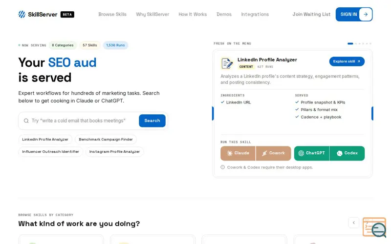 Screenshot of SkillServer.ai