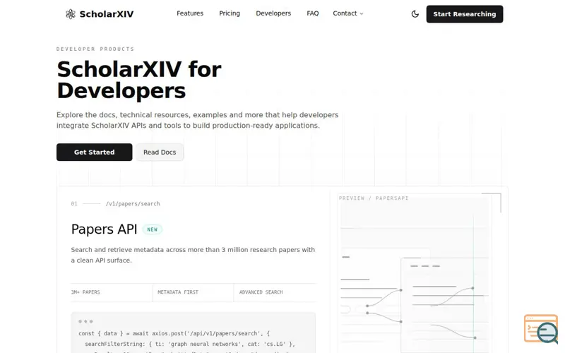 Screenshot of ScholarXIV Papers API