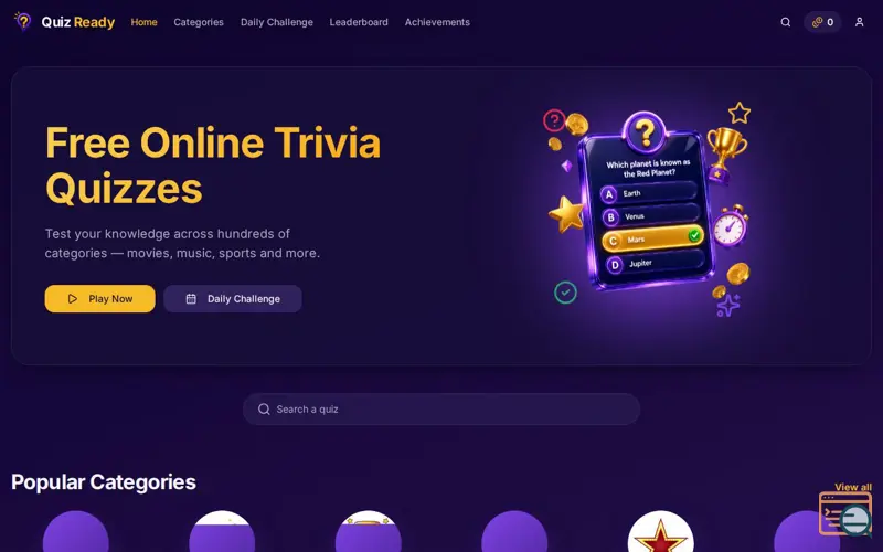 Screenshot of Quiz Ready