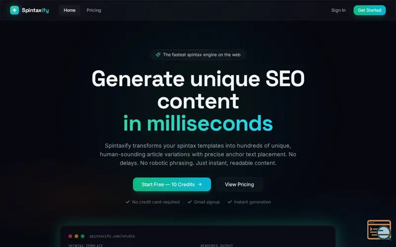 Screenshot of Spintaxify
