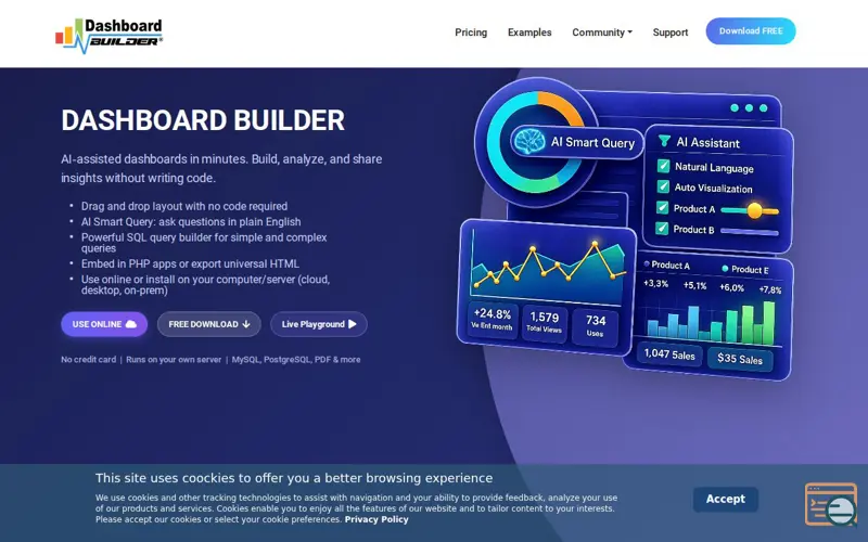 Screenshot of Dashboard Builder , a launch using HostGator