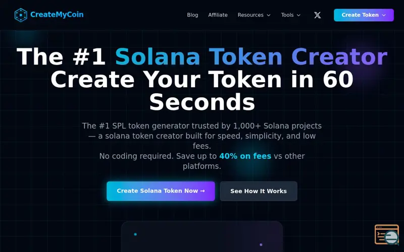 Screenshot of CreateMyCoin