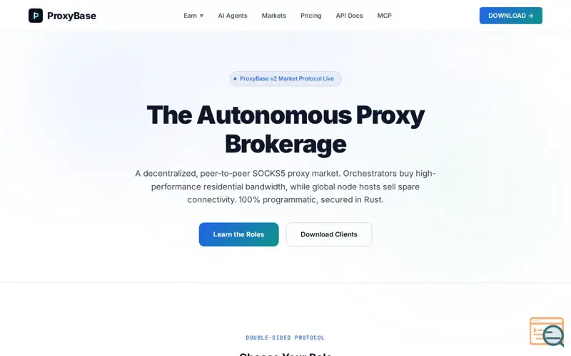 Screenshot of ProxyBase - Markets
