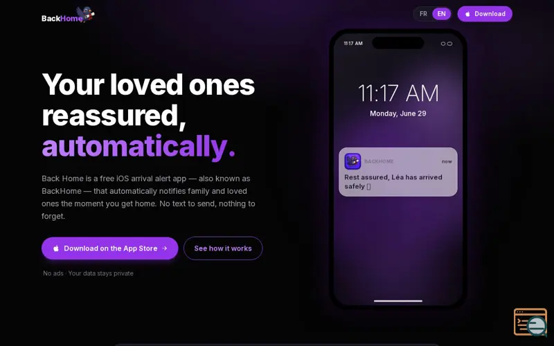 Screenshot of BackHome