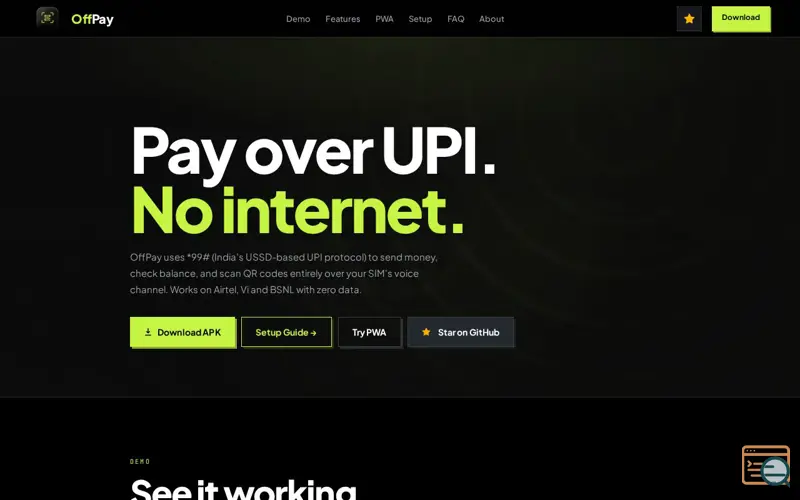 Screenshot of OffPay