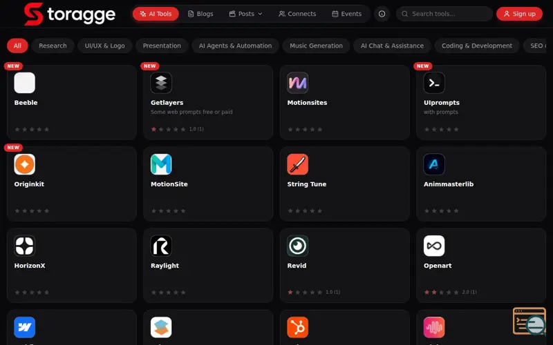 Screenshot of Storagge, a launch using DeoMail