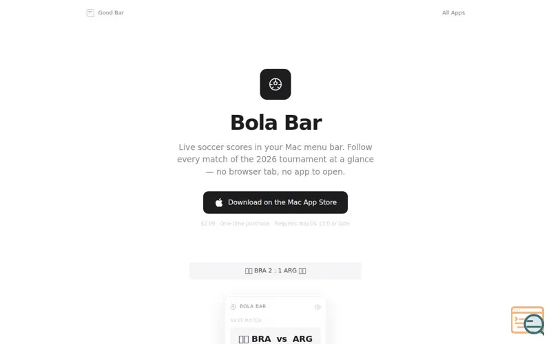 Screenshot of Bola Bar: World Cup In Your  Menu Bar